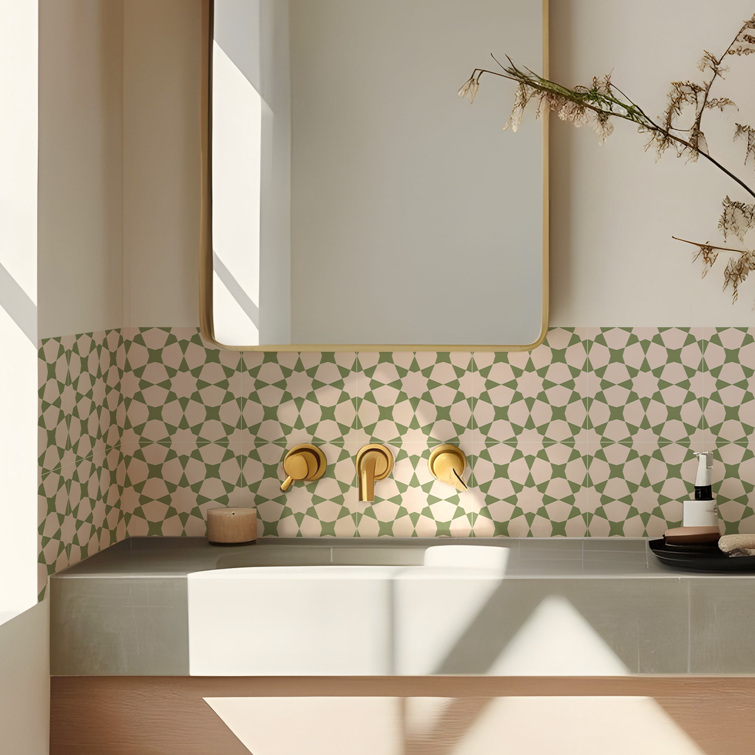 Funlife法式秋季复古小花砖地贴