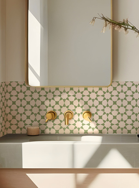 Funlife《Conte d'automne》法式秋季复古花砖地贴厨房卫生间贴纸