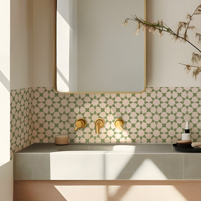 Funlife法式秋季复古小花砖地贴