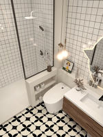 "Bloom" French cream self-adhesive floor tile stickers for bathroom decoration, kitchen renovation thumbnail 8