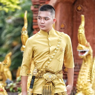 泰国传统民族服装男套装酒店餐厅会所工作服前台迎宾咨客旅拍服