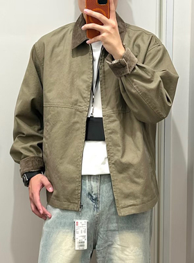 秋冬2025男女装拉链短茄克外套巴恩风翻领男牛仔短茄克水洗478230