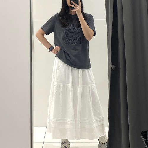 原单品质常规款女装纯棉层叠长裙半身裙26春夏新款A字裙E484820
