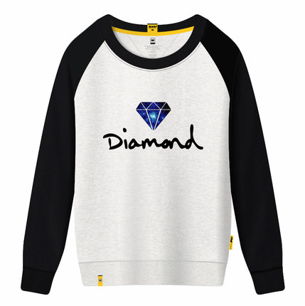 SUGU新款2017圆领男女春秋卫衣情侣装班服定制卡通钻石英文印花潮