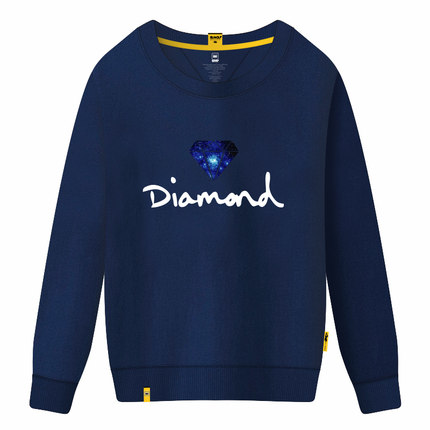 SUGU新款2017圆领男女春秋卫衣情侣装班服定制卡通钻石英文印花潮