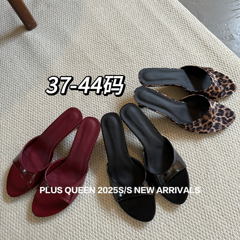 plusqueen气质三色鱼嘴半拖