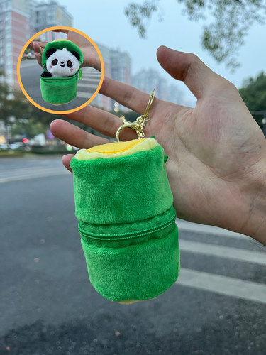 竹筒装熊猫公仔网红可爱毛绒玩偶