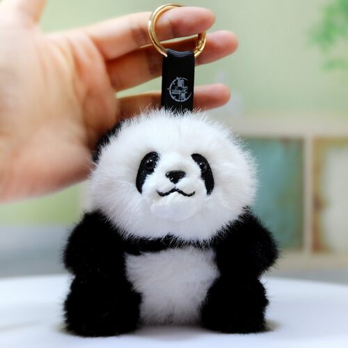 正版仿水貂毛熊猫花花毛绒玩具