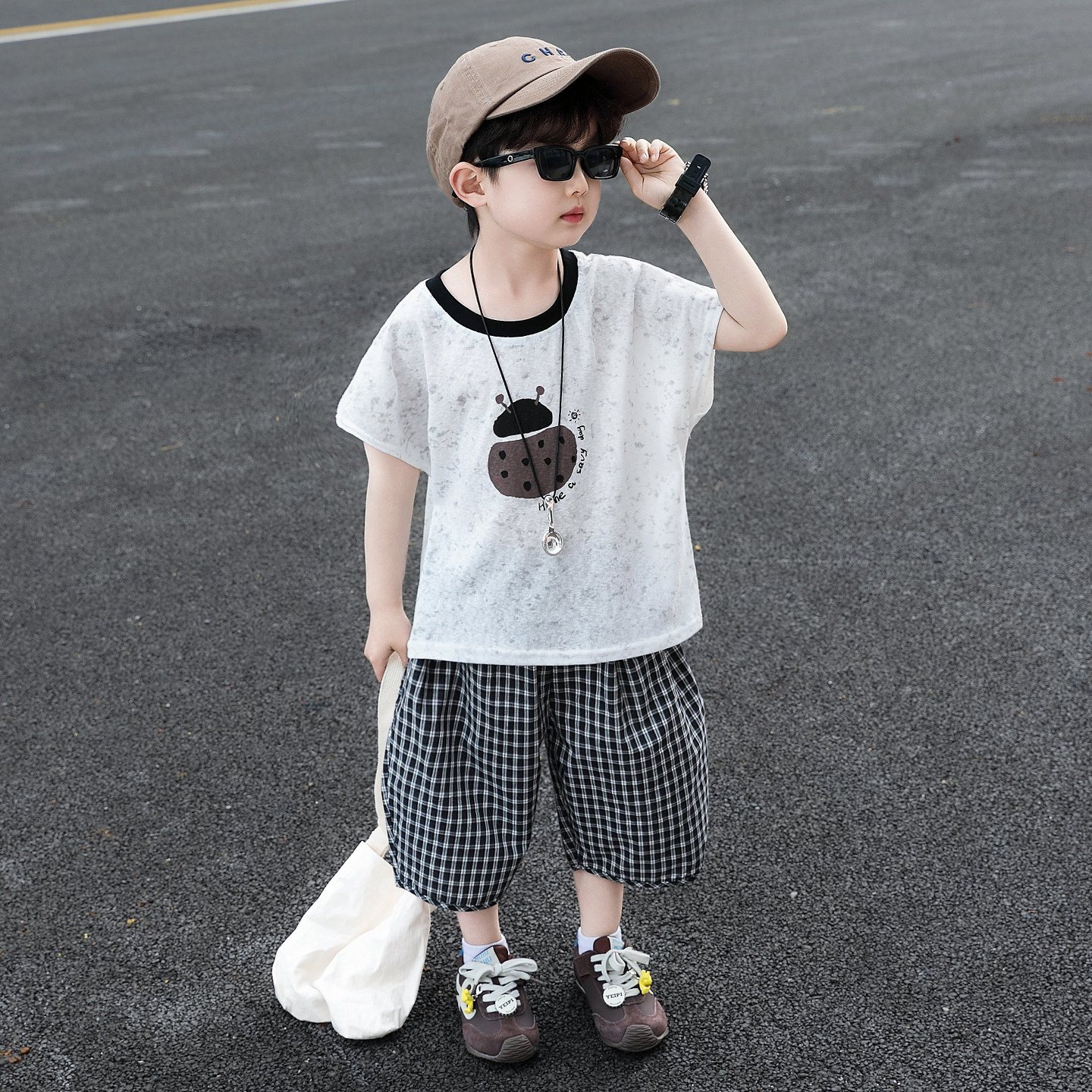 男童超好看短袖T恤套装2026夏季新款儿童宝宝洋气上衣轻薄运动服