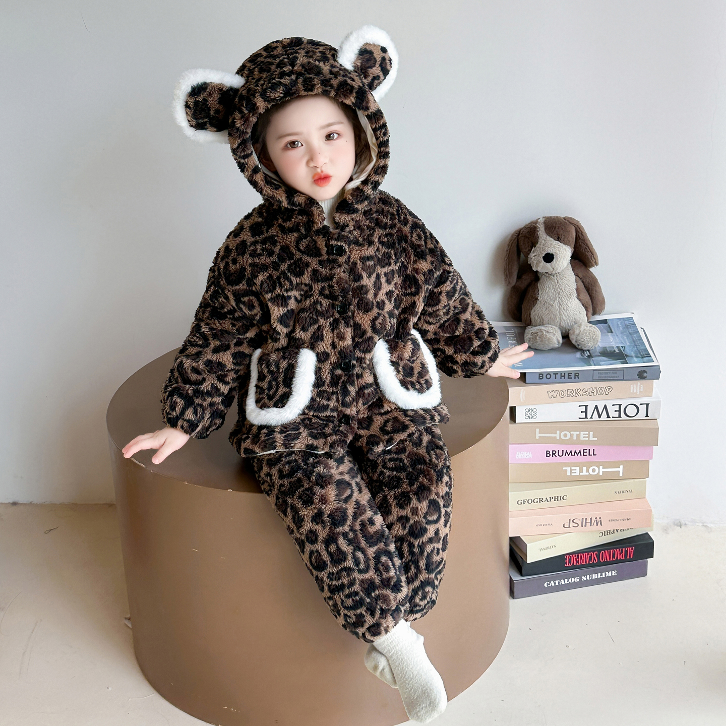 女童睡衣冬季珊瑚绒套装三层夹棉加厚新款宝宝棉衣保暖儿童家居服