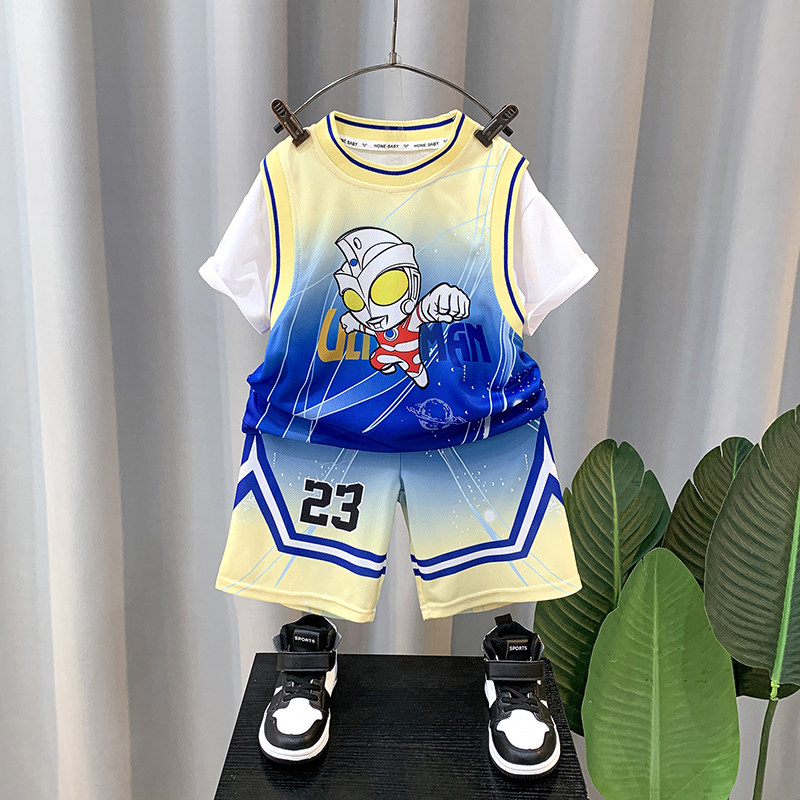 奥特曼男童套装2026新款儿童夏季短袖篮球服帅宝宝冰丝速干运动服