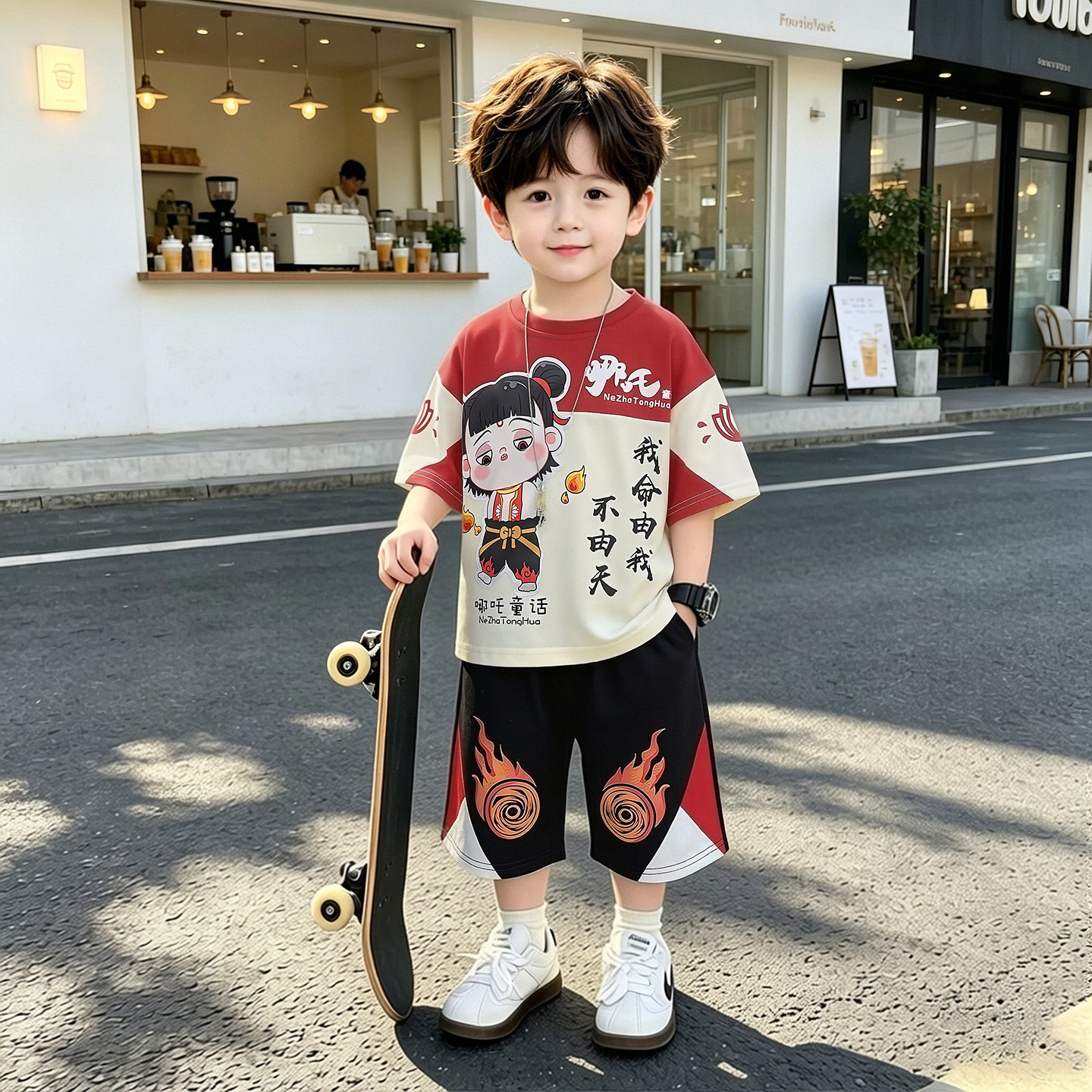 男童夏季薄款T恤套装26新款韩版痞帅短袖儿童运动短裤两件套洋气