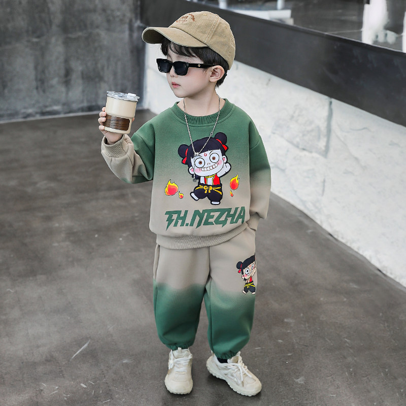 哪吒男女童春秋套装2026新款时髦宝宝卫衣时髦痞帅儿童运动两件套