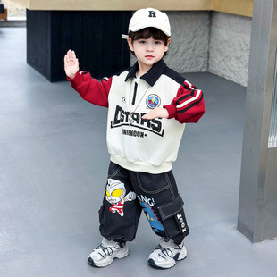 男童春装卫衣套装奥特曼儿童衣服2026新款酷帅宝宝男孩春秋POLO衫