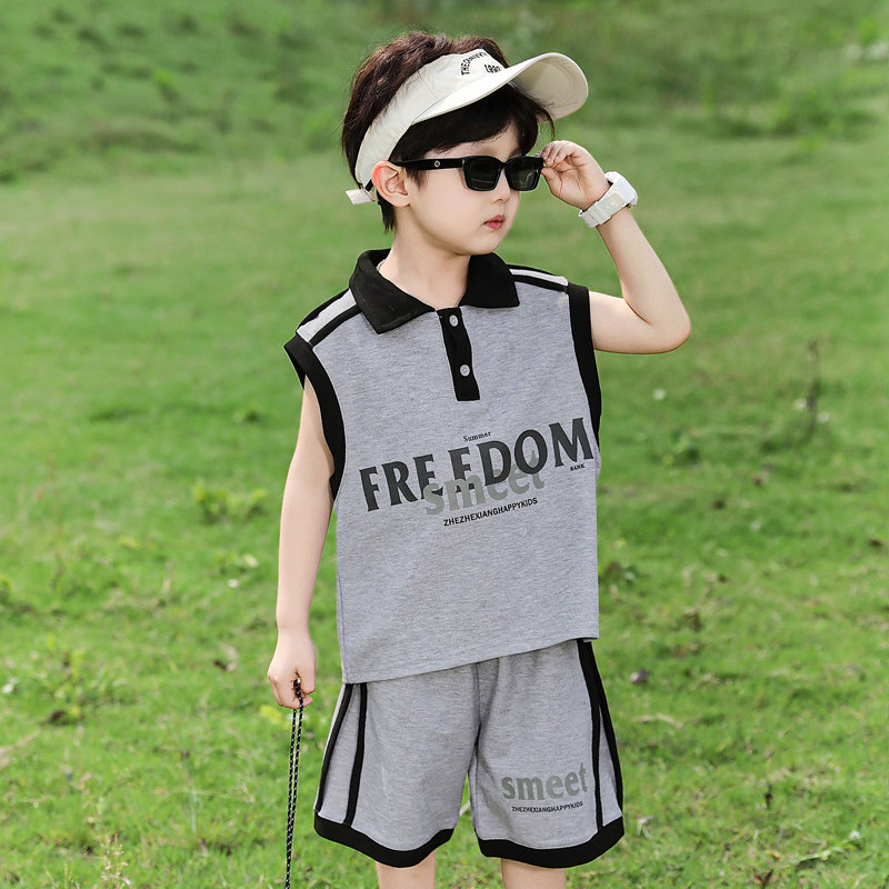 男童夏装套装2026新款儿童无袖运动痞帅男孩夏季帅气背心潮两件套