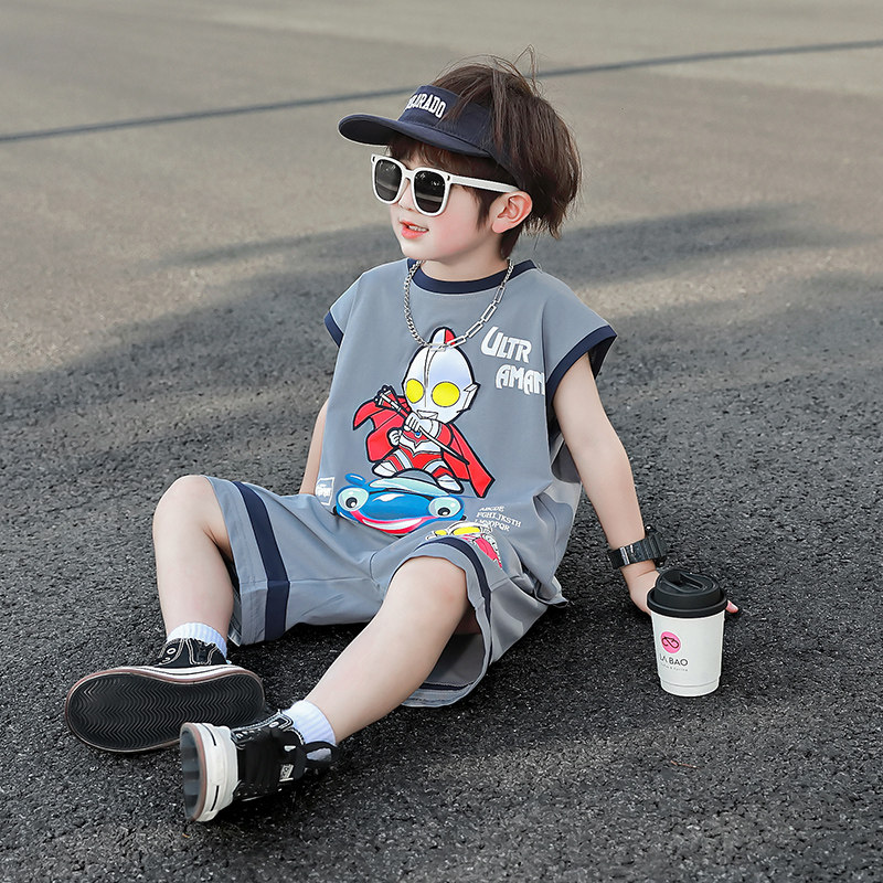 奥特曼男童夏装套装2026新款儿童装宝宝夏天男孩薄款无袖运动衣服