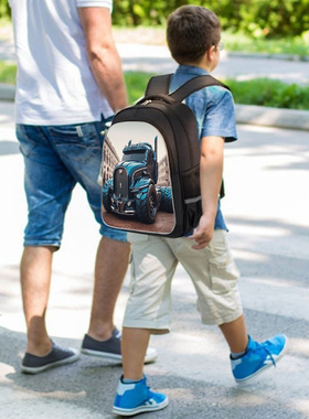 新款动画卡车幼儿园小学轻便大容量防水防污儿童双肩包开学季e351
