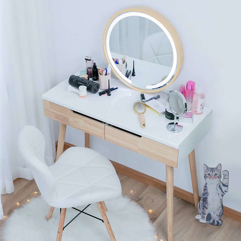梳妝台臥室 現代簡約小戶型簡易化妝桌實木北歐ins網紅化妝台帶燈在類目 住宅傢俱, 桌類, 梳妝檯/桌中 - 來自Buy2taobao.com提供專業的淘寶代購服務