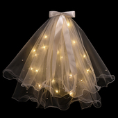 轻纱头纱头饰超仙森系唯美网红拍照道具领证抖音同款 蝴蝶结蓬蓬