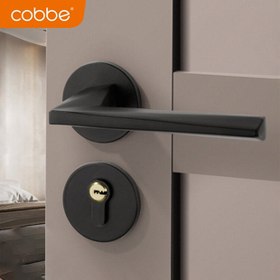 卡贝门锁室内卧室静音手柄房门锁黑色实木门把手家用通用型锁具