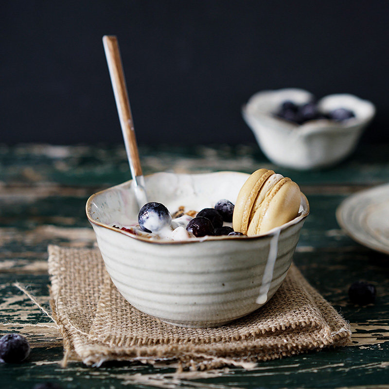 日式饭碗餐具糖水碗花边碗甜品碗家用陶瓷碗酱油醋蘸料碗创意个性