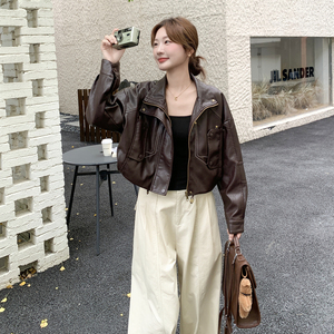 pu皮衣女冬25新款高级感小个子加绒加厚短款派克棉服F44P175K268图片