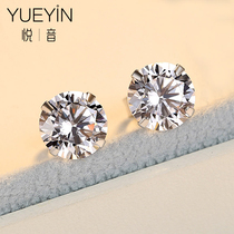 18K white gold platinum gold Moissanite D-COLOR four claw simulation diamond screw ear nail anti allergy simple and generous