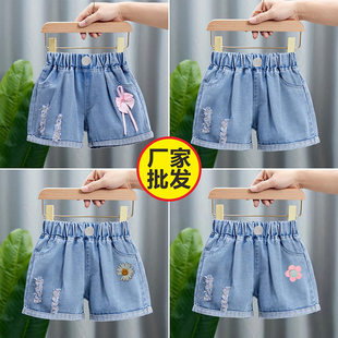 货源厂家直销 中大童全棉破洞短裤 夏季 牛仔短裤 女童韩版 外贸童装