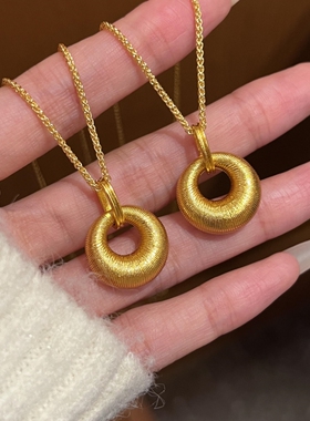 古法金包银拉丝金坨坨吊坠女