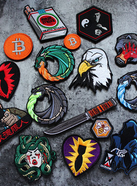 超细精致刺绣魔术贴龙头臂章户外创意士气章徽章Morale Patch补丁