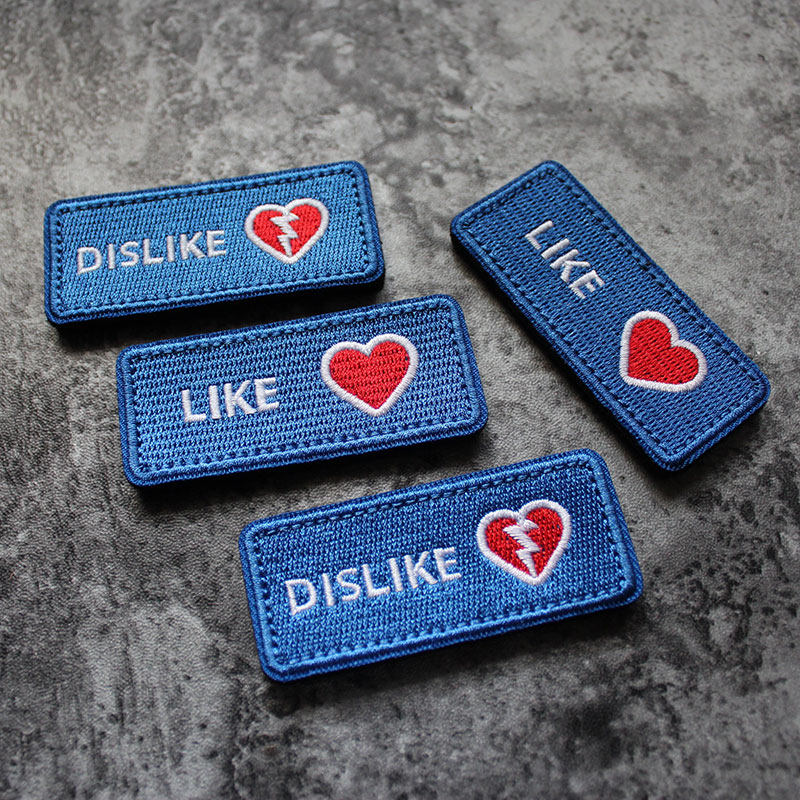 like小红心点赞刺绣魔术贴章胸章比心徽章士气章个性diy缝纫补丁
