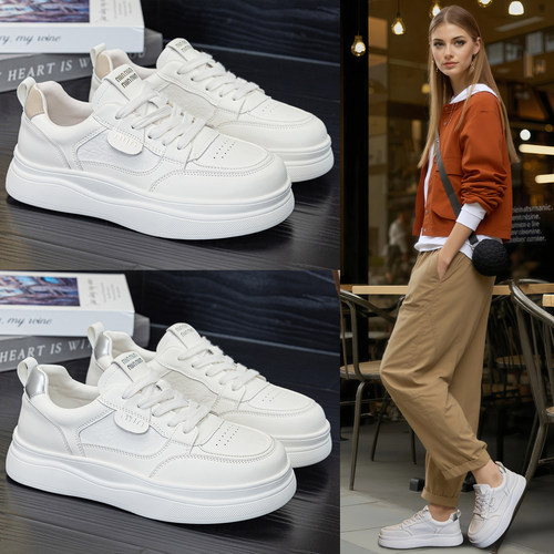 真皮大码厚底加绒小白鞋女41到43