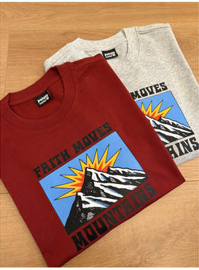 复古山水画小众设计信仰山脉印花纯棉无性别男女款宽松短袖T恤