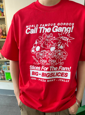 被偷走的那块PIZZA美式复古vintage卡通纯棉无性别男女款短袖T恤