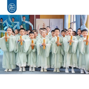 儿童魏晋风汉服男女童国学服古装 小学生书童三字经开笔礼演出服装