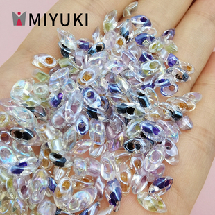 进口御幸MIYUKI米珠4x7mm染芯幻彩凤尾珠diy串珠手链项链饰品配件