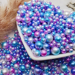 6mm无孔仿真珍珠幻彩人鱼色散珠子拍照道具手工DIY配件化妆盒填充