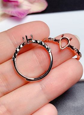 水滴形5*7mm戒指空托女饰品 925纯银 代镶嵌 蓝宝石 坦桑石  s