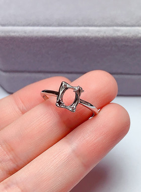 简约 s925银饰品戒指空托椭圆形5*7mm个性时尚女戒 代镶嵌 L