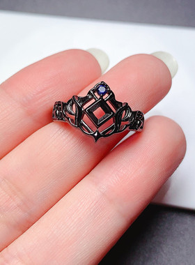 s925银戒指空托方形3*3mm小众个性设计 代镶石榴石 坦桑石 m