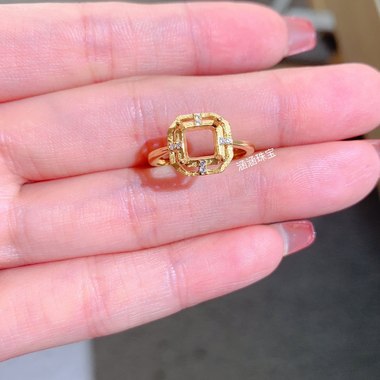 s925纯银戒指吊坠耳钉套装空托古法银方形5*56*68*8mm代镶水晶 m