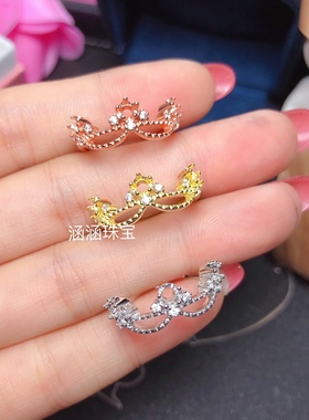 圆形代镶石榴石简单清新银饰品