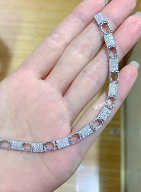 s925银饰品手链空托椭圆形5*7mm代镶碧玺 水晶 豪华款 时尚百搭