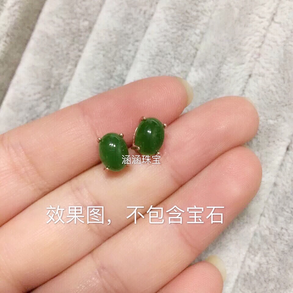 s925银简单四爪耳钉椭圆代镶