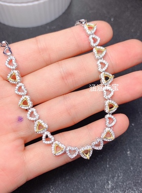 s925银饰品手链空托豪华款心形4*4mm代镶碧玺 石榴石 月光石 日韩