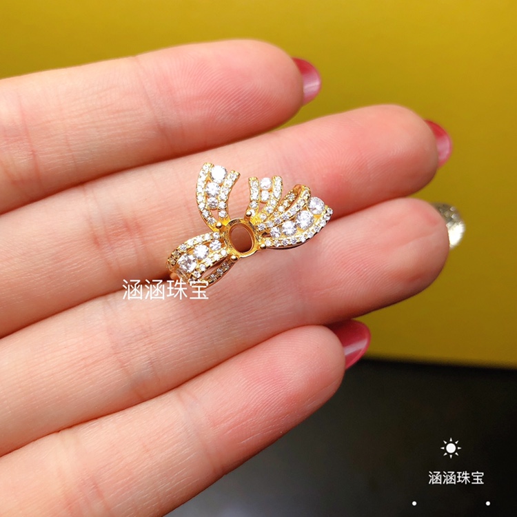 银饰品椭圆形蓝宝石戒指空托