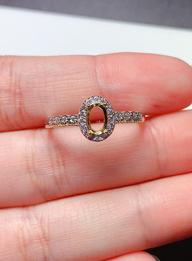 s925银戒指空托 椭圆形4*6mm精工四爪双色款 代镶欧泊 月光石  m