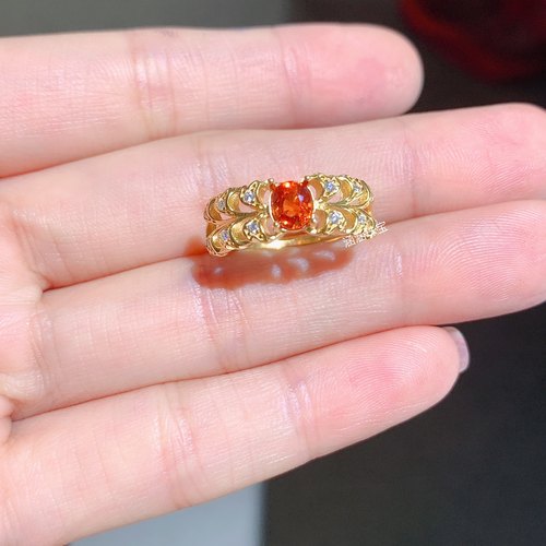 s925银饰品戒指空托电镀黄金色椭圆形5*6mm代镶粉达 碧玺 时尚  J