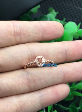 925纯银活口戒指空托裸石碧玺