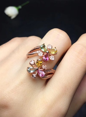 925银电镀白金活圈水滴戒指空托